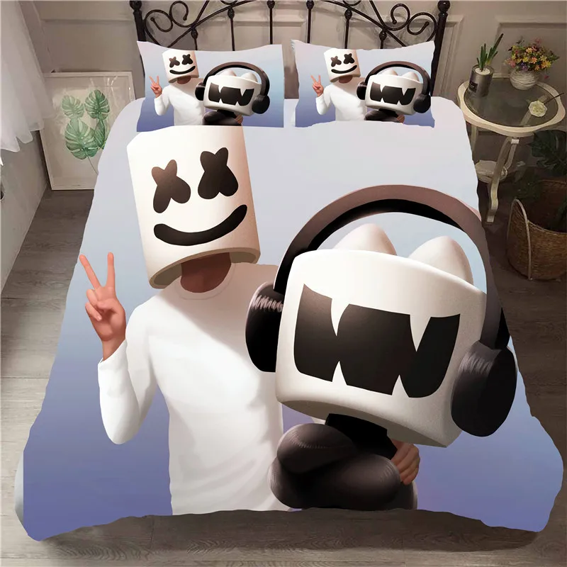 

DJ Lovers' Bedroom Decor 3D Marshmello Pattern Duvet Cover with Pillow Cover Bedding Set Hip Pop Music EDM Mosaic DJ Bed Set