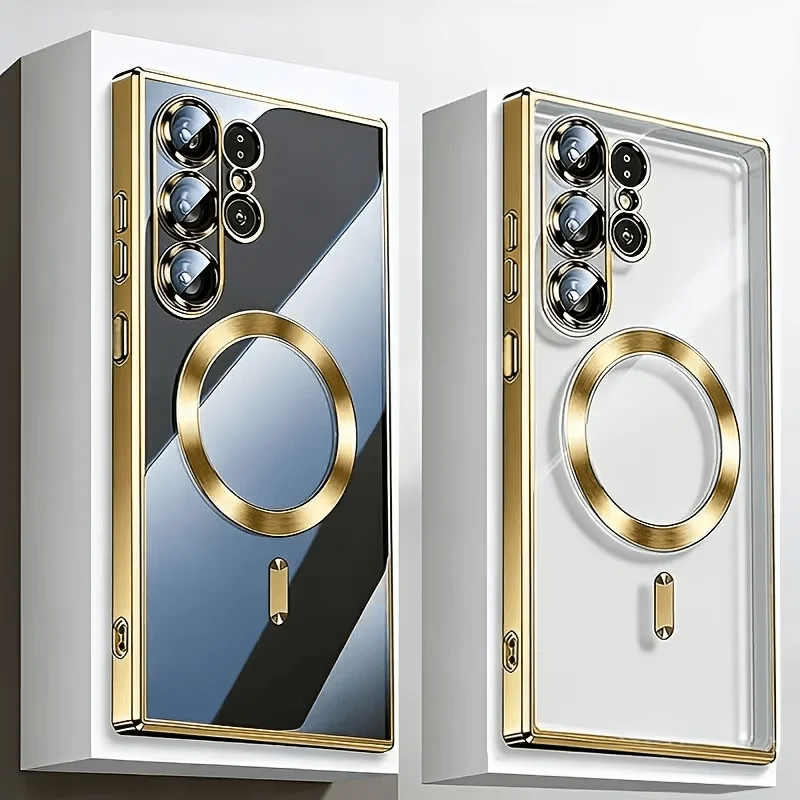 Sleek Magnetic Transparent Phone Case with Enhanced Plating Finish