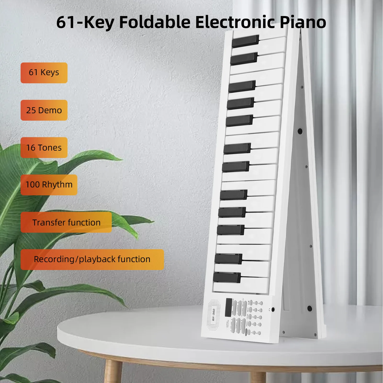 61-Key Foldable Electronic Piano Multifunctional Electronic Piano Keyboard with LED Display Built-in Rechargeable Battery electronic musical instrument midi control keyboard
