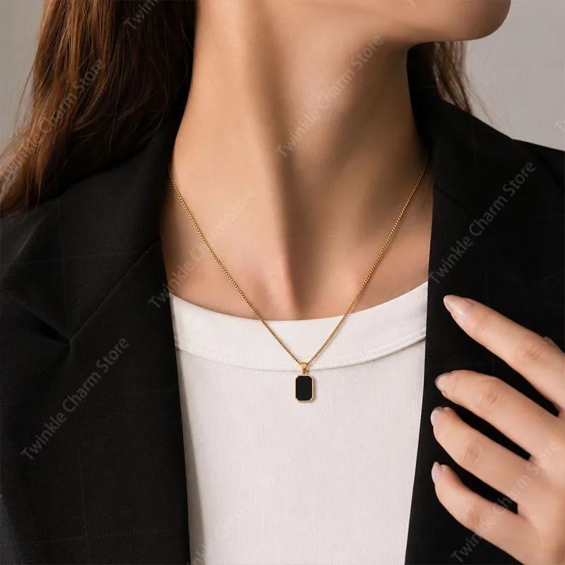Necklaces Exquisite Minimalist Square Pendant Choker Chains Fashion Necklace For Women Jewelry Party Gifts Подвеска На Шею - 2