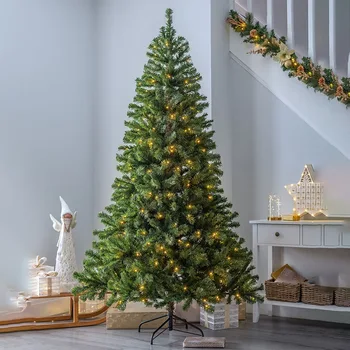 Artificial Christmas Tree Encrypted Foldable Metal Base With LED Light Indoor Outdoor Home Party Xmas Tree Ornaments Supplies