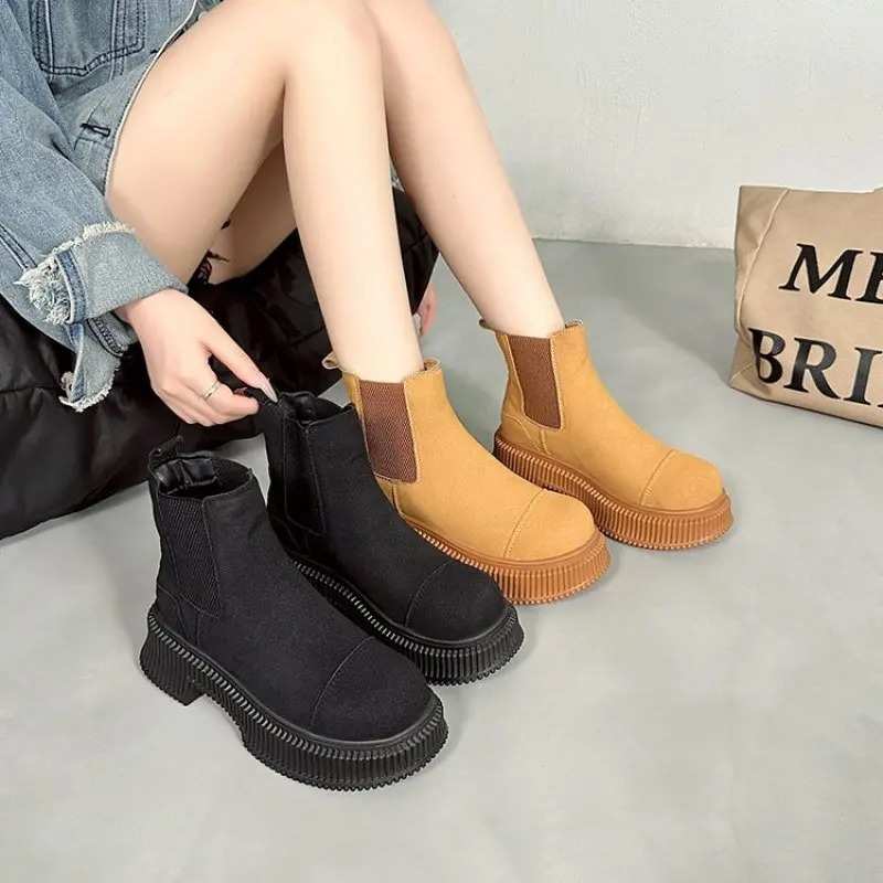 2023 Winter New Korean Version Plus Velvet Warm Snow Boots Female Short Tube Cotton Boots Tassel Zipper Boots Cotton Shoes Botas