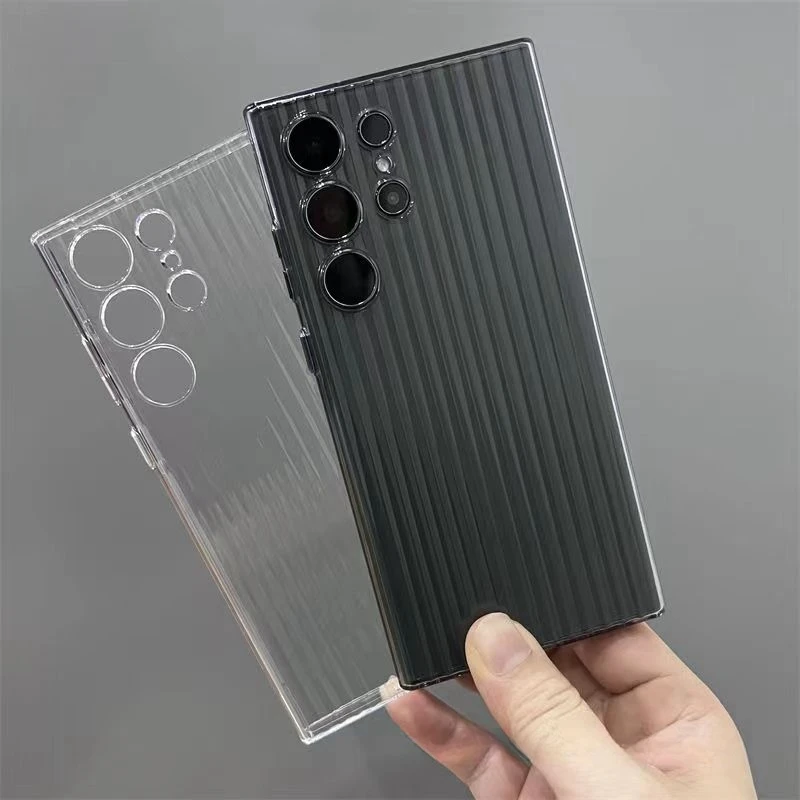 Ultra Thin Clear Corrugated Stripes Pattern Phone Case - Slim & Shockproof Design