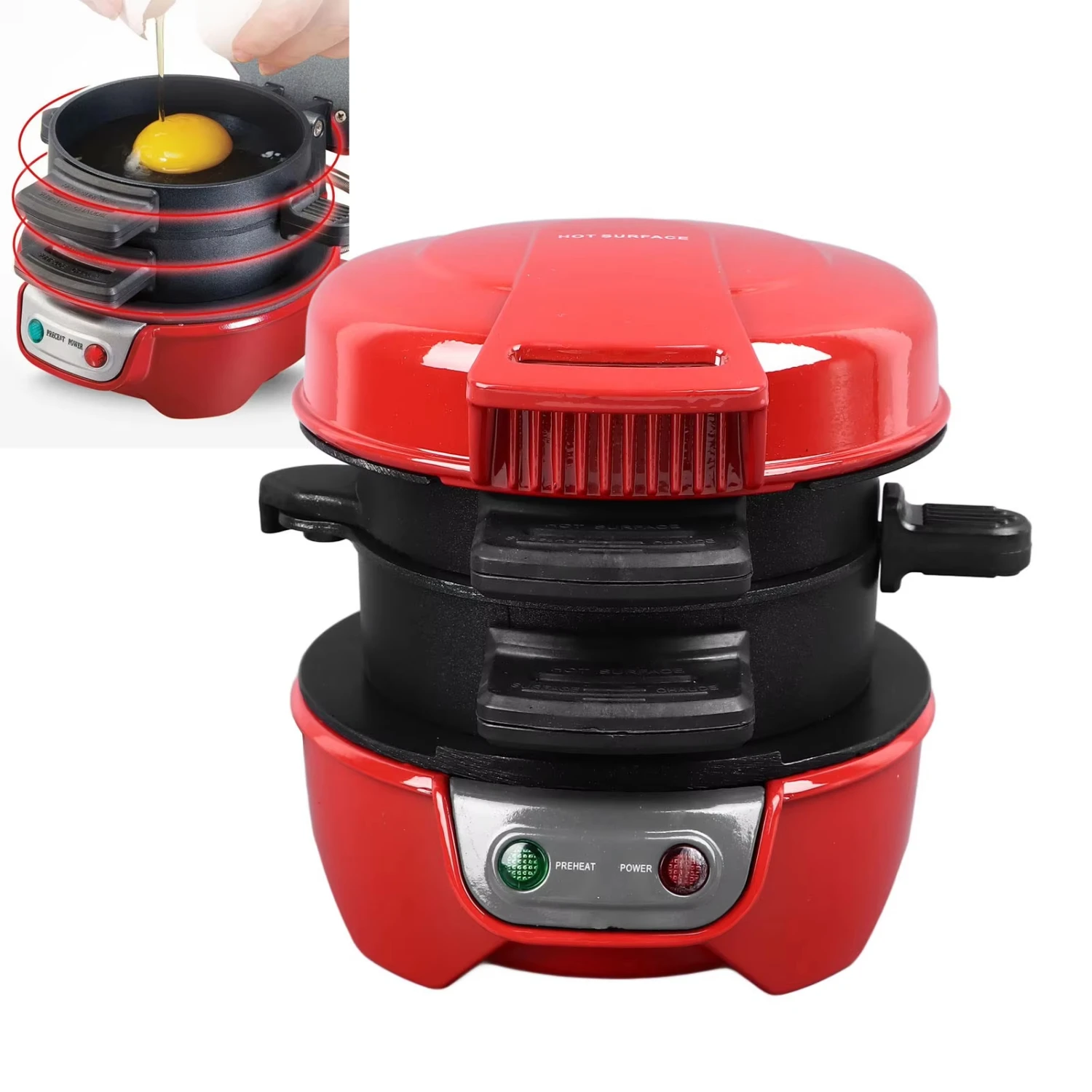 Burger Sandwich Maker 600W Bread Grill Baking Toaster Bread Machine  Breakfast  Kitchen Pancake Pan 110-220V Toaster for bread 6