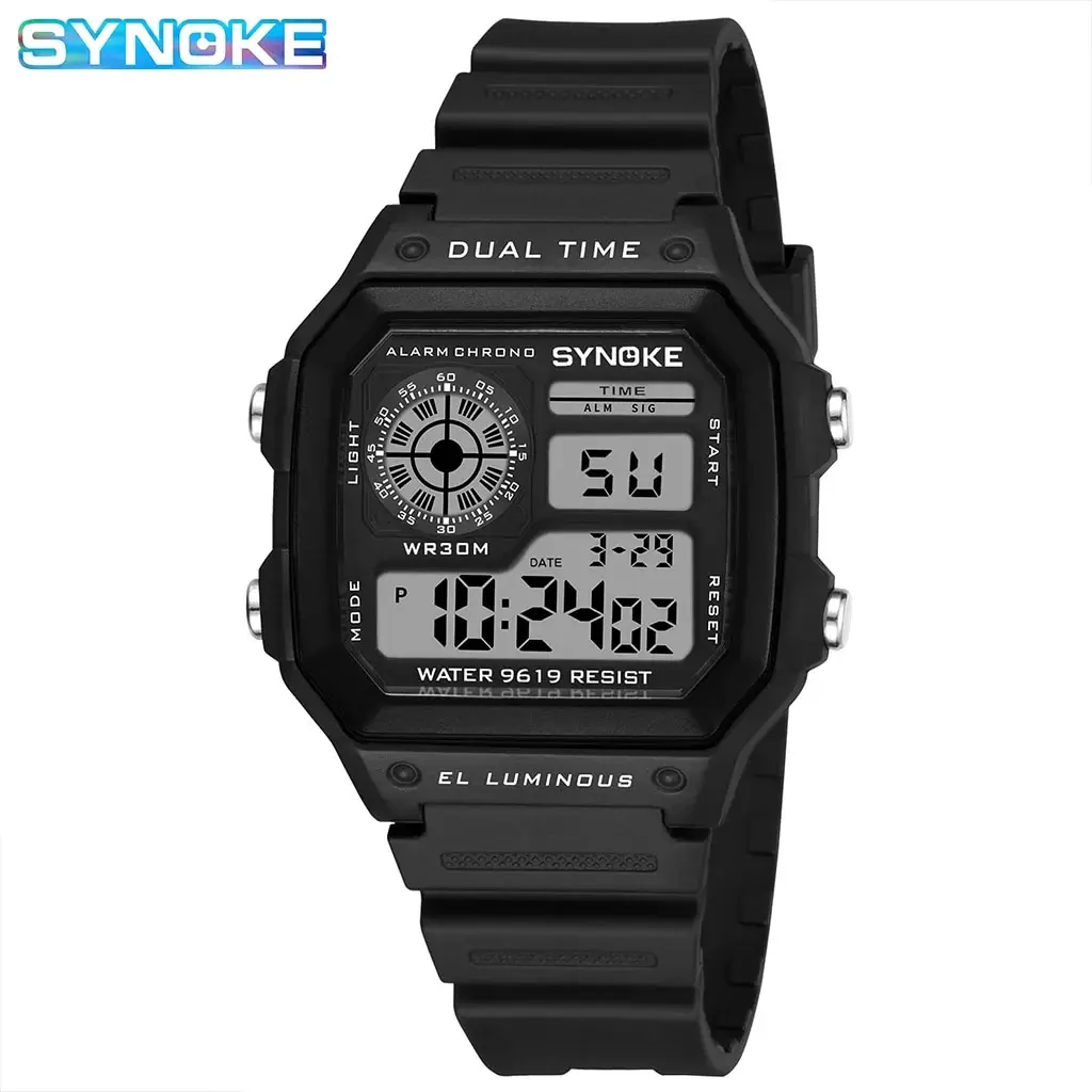 SYNOKE Men's Sports Multifunction Luminous Waterproof Digital Wristwatch