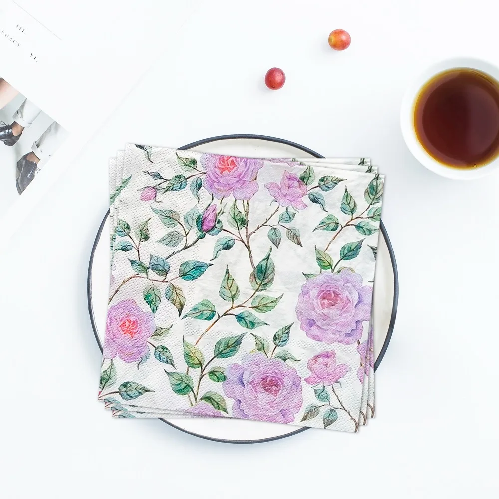 Paper Napkins 20pcs Exquisite Printing Fresh Dining Tables Wedding Party Serviette De Table Mariage Cloth Tissue