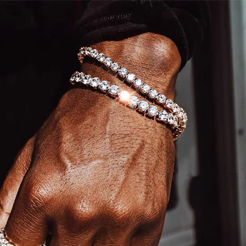 Tennis Bracelet 3/4/5mm Crystal Hip Hop Iced Out for Men Homme Punk Zirconia Women Chain on Hand Streetwear Trendy Jewelry
