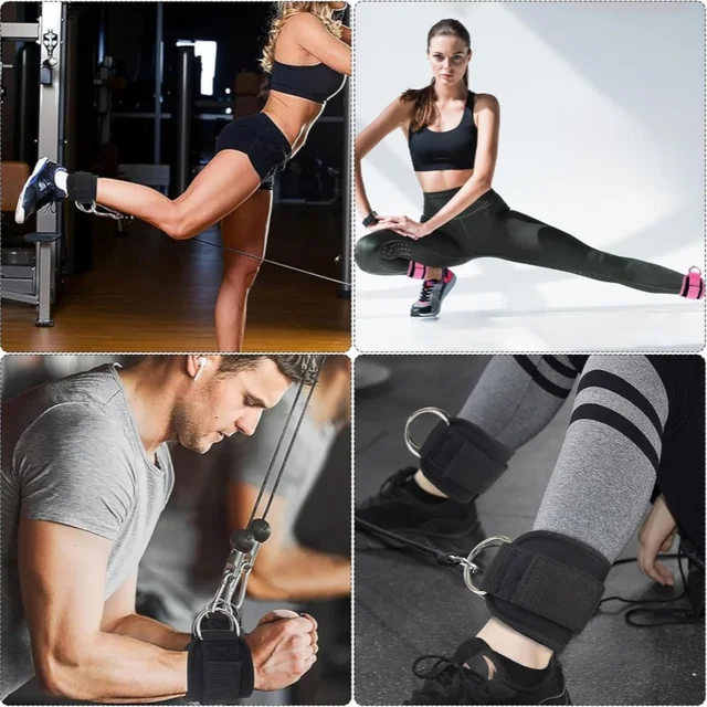 1 Pair Ankle Straps for Cable Machines Resistance Bands Attachment,Gym Cuffs with Stainless Steel D-Ring for Booty Leg Workout 4