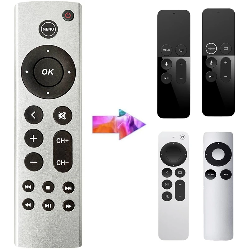 Universal Remote Control Replacement For Apple TV 4K, Apple TV Box (2Nd 3Rd 4Th Gen), Apple TV HD A2843 A2737 A2169, Durable