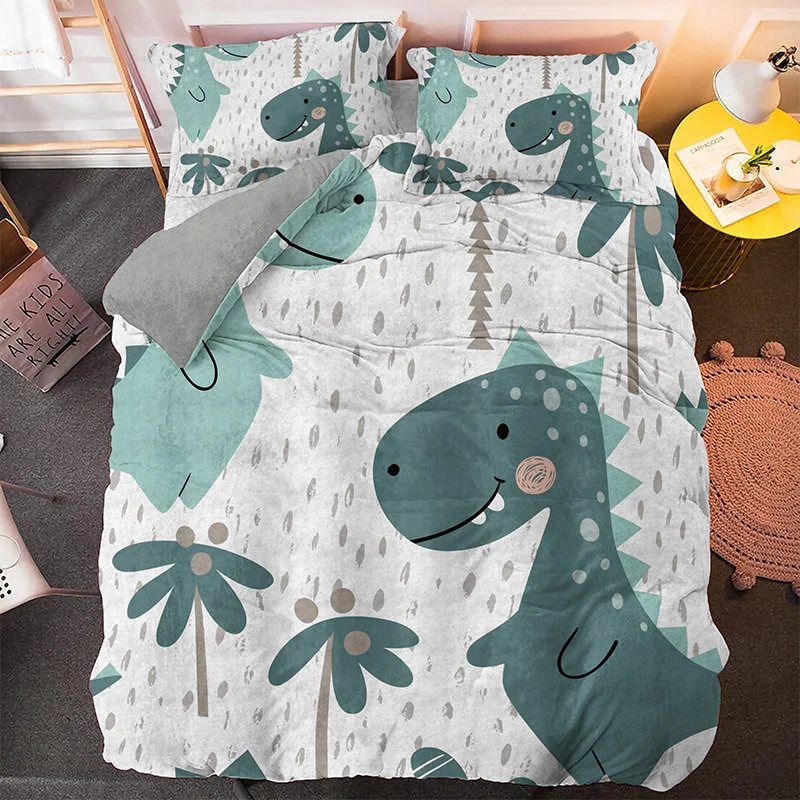 

Cartoon Dinosaur Bedding Set Twin Queen King Size Boho Comforter/Duvet Cover Polyester Quilt Cover Pillowcase Soft Bedclothes