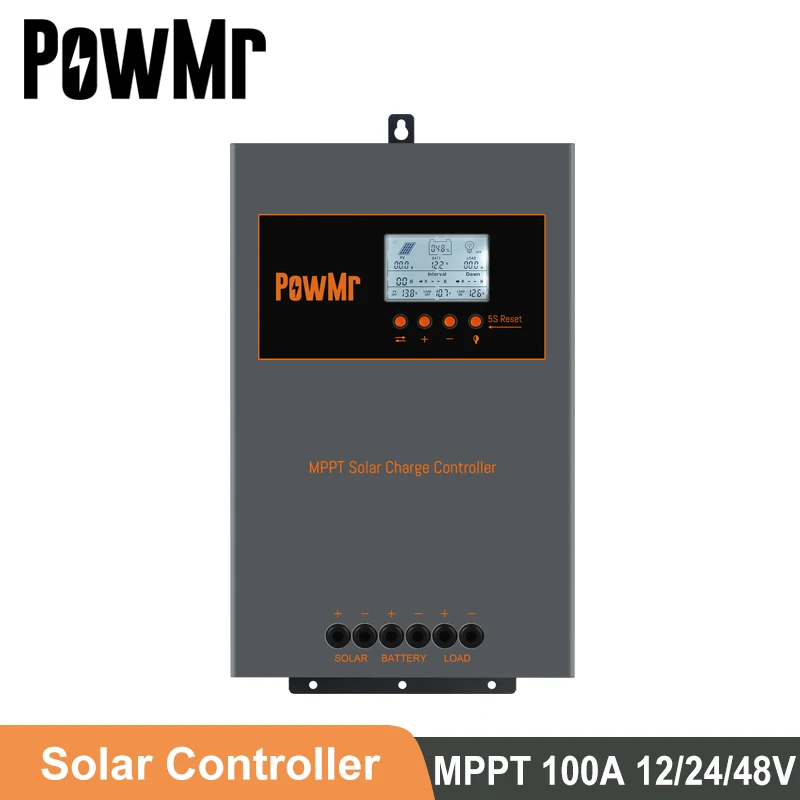 Powmr 100A Regolatore Di Carica Solare 12V 24V 48V Auto Max 140V 5000W Ingresso Di Energia Solare Per Batteria Allagata Sigillata Al Gel Carica Mppt