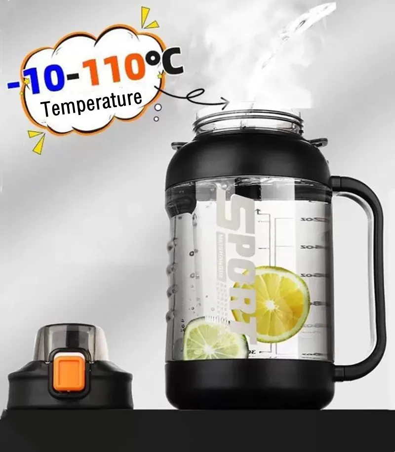 2000ml Large Capacity Sport Water Bottle With Straw Gym Fitness Outdoor Camping Cycling Hiking Drinking Bottles With Strap
