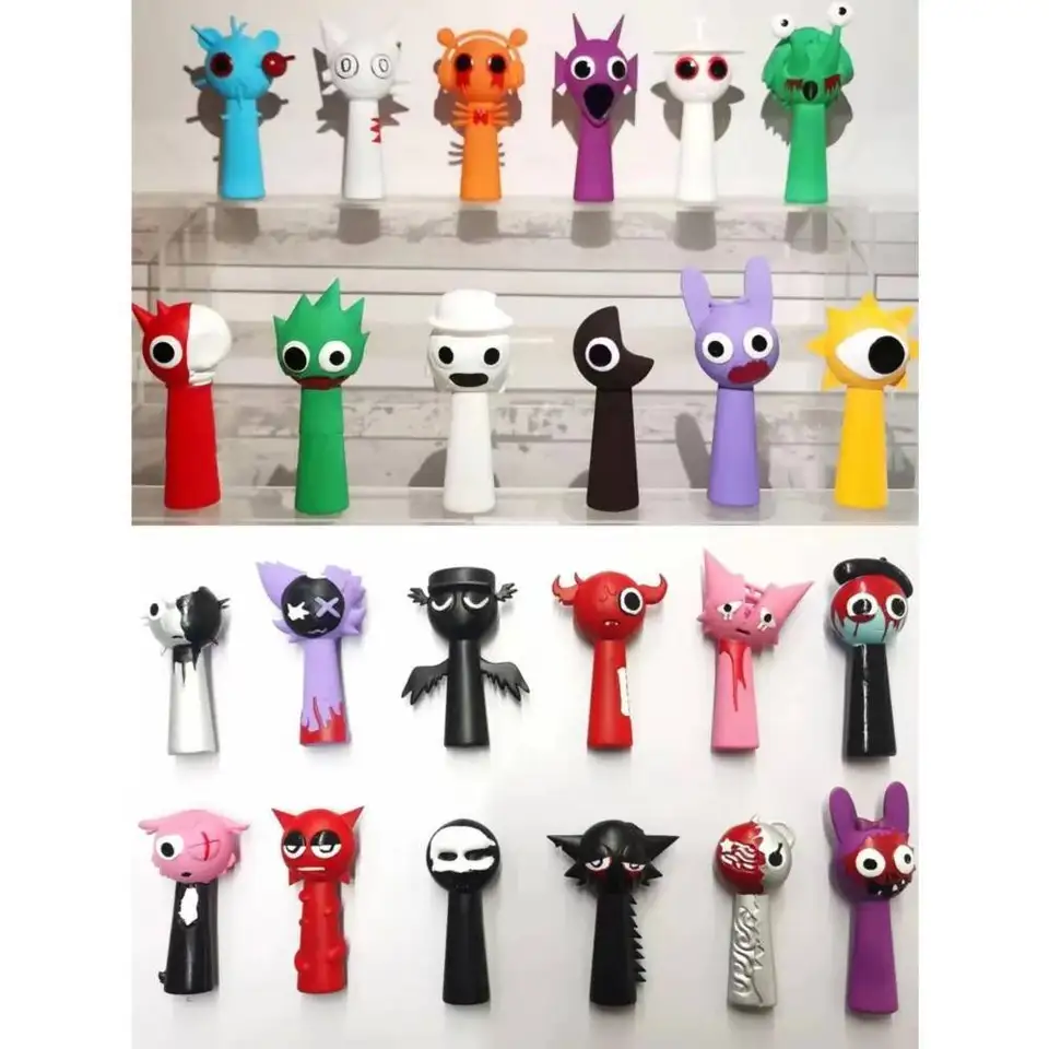 12 Figure Colorate Da Collezione - Personaggi Raddy, Oren, Owakcx, Durple, Jevin, Wenda - PVC 6,5-8 Cm