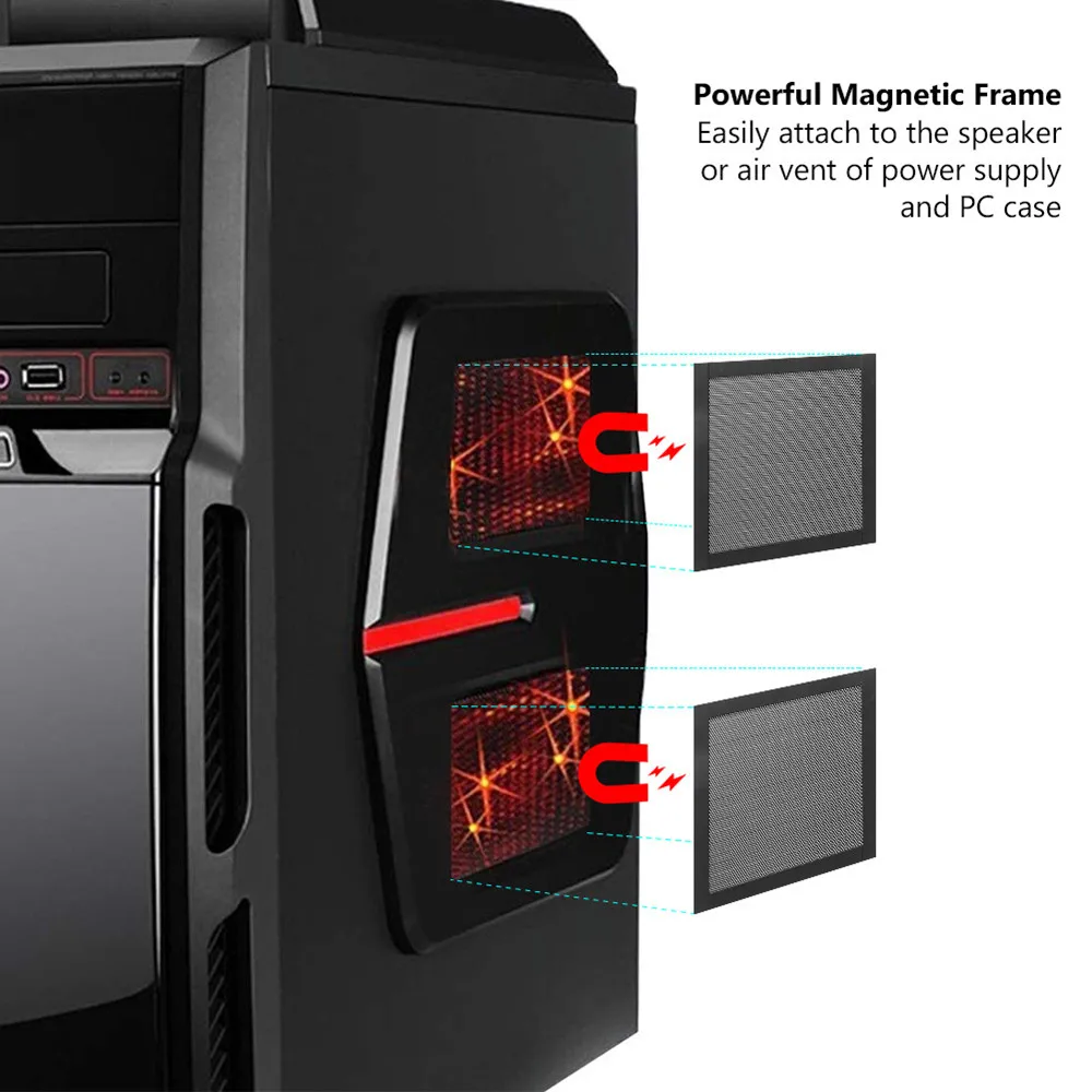 Computer fan guard Magnetic Frame Dust Filter Dustproof Mesh Cover Net Guard with Hole for PC Computer Case Cooling Fan Power Supply