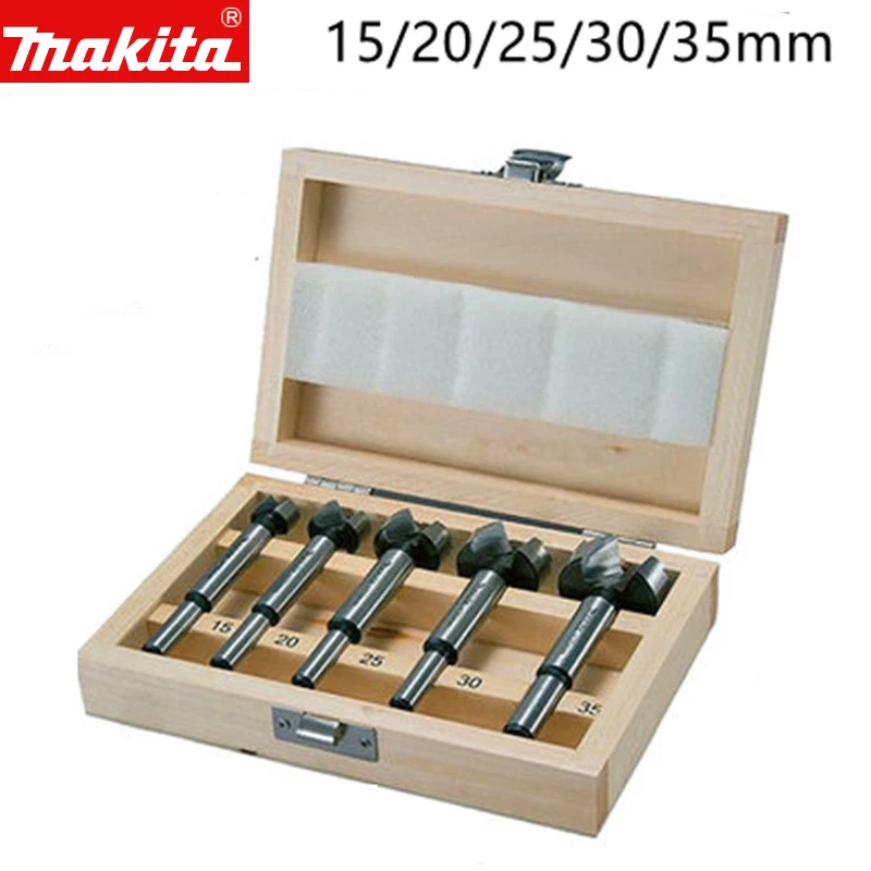 makita-d-47357-forstner-wood-drill-bit-set-5pcs-woodworking-board-hole-saw-punch-drill-wooden-table-top-15mm-20mm-25mm-30mm-35mm