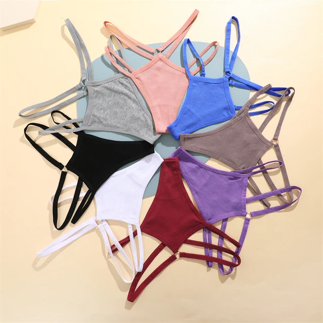 4Pcs Cotton Double Thin Belts Underwear for Women Sexy Low Waist Striped Thongs Ladies Soild Panties Breathable Lingerie 2