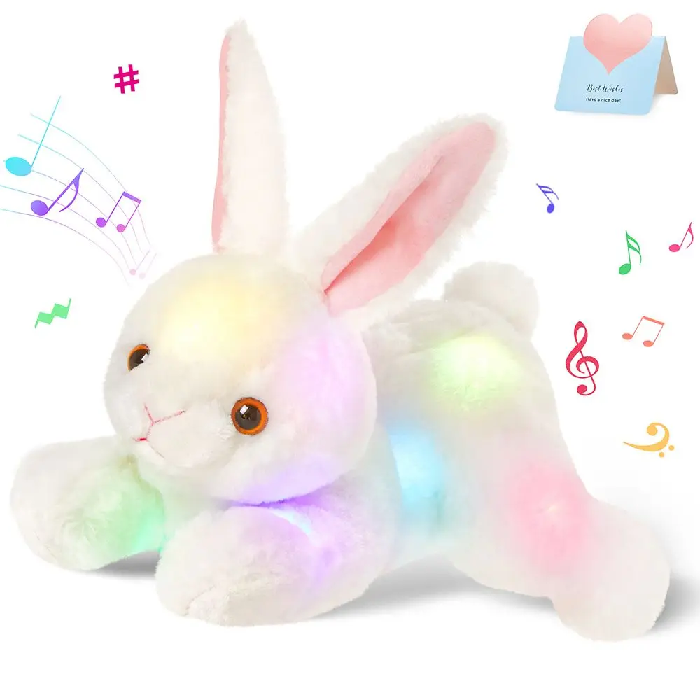 38cm LED Light Musical Glow Stuffed Animals Bunny Rabbit Luminous Toys Gift for Girls Soft Cute Colorful Plush Toy Kids plush toy