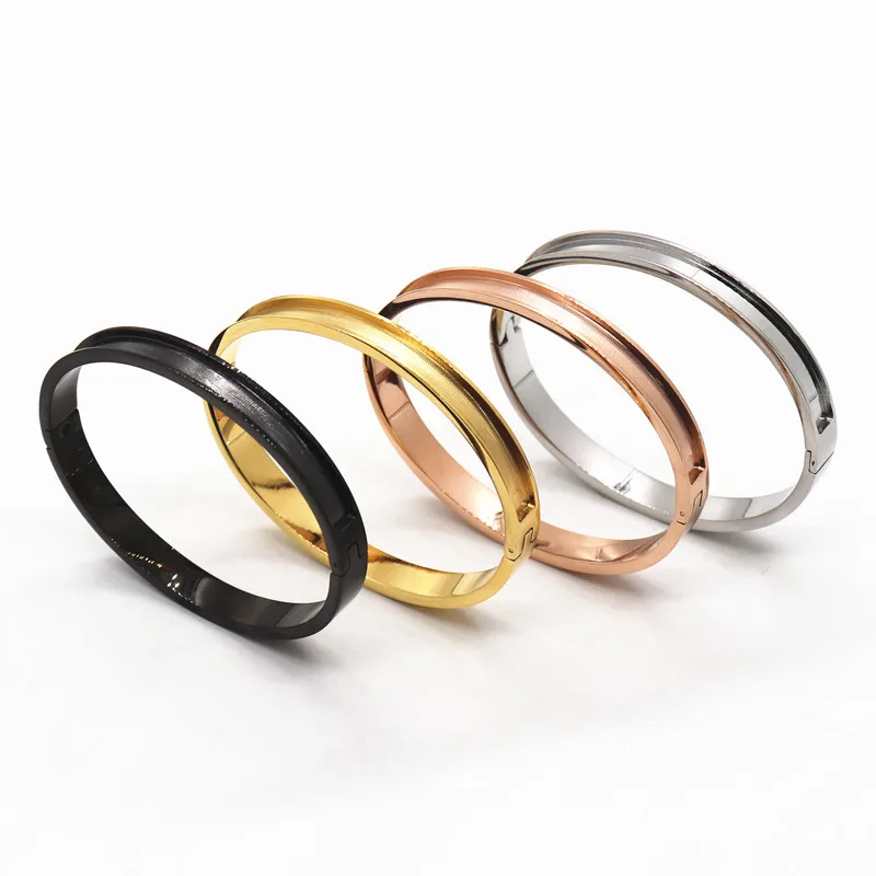 

ELANUOYY Fashion Cuff Adjustable Bangles Unisex Stainless Steel Bracelet Wholesale