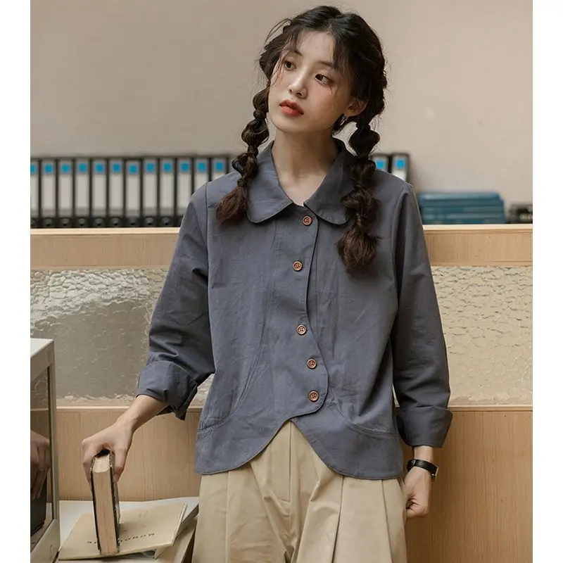 QWEEK Japanese Y2k Fashion Woman Blouse 2023 Vintage Harajuku Long Sleeve Shirt Cute Asymmetrical Top Korean Review Many Clothes