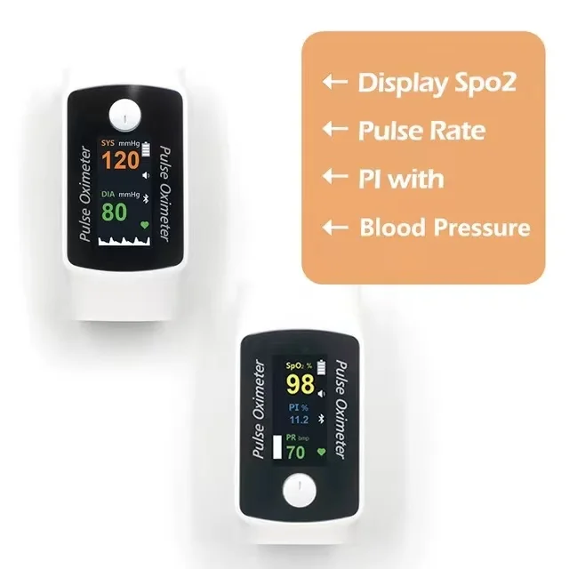

Bluetooh Digital Fingertip Pulse Oximeter & Blood Pressure Monitor 2 in 1 Household Fingertip Oximetro Dedo Pressure Meter OLED