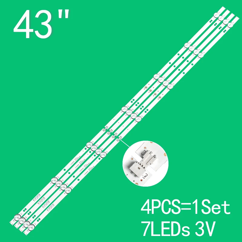 

4PCS 7LEDs 3V 810mm For 43" TV MS-T430-3030-08A 3BCX81312 1.3 10700000209
