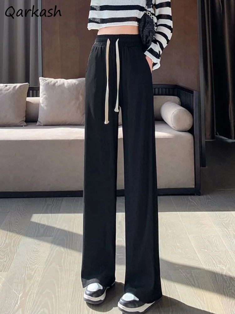 

Trousers Pants Women Loose Summer Streetwear Joggers High Waisted Casual Harajuku Girl Wide Leg Tender Pleated Daily 2023 Solid