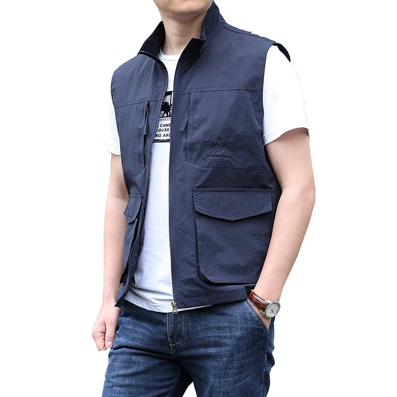 Men's Thin Tooling Quick Drying Vest Men's Outdoor Sports Coat Multi Pocket Spring Camping Fishing Vest Hunting Clothing