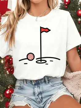 Women's golf graphic tee, 100% cotton, casual, comfortable, durable, eye-catching print