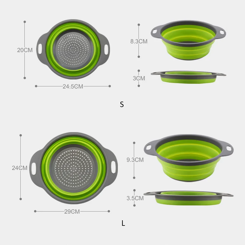 Kitchenware Vegetables Fruits Drain Basket Creative Folding PP Draining Baskets Organizer Kitchen Accessories