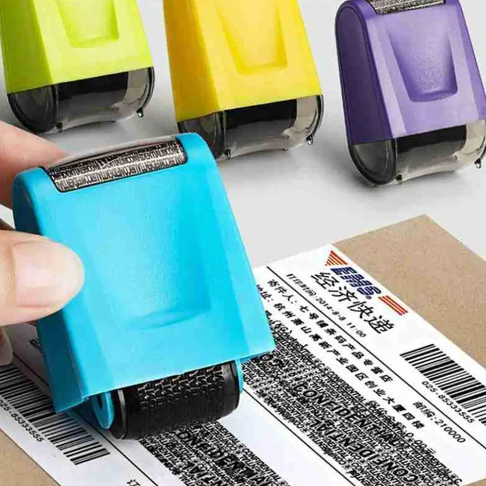 9 Colors Roller Stamp Privacy Safety Data Blocker ID&Address Security Protection Portable Privacy Protector Clear Stamp