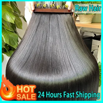 Bone Straight Raw Virgin 100% Human Hair Bundles 10-36 Inch Double Weft Unprocessed Vietnamese Hair Extensions #1B Natural Black 1