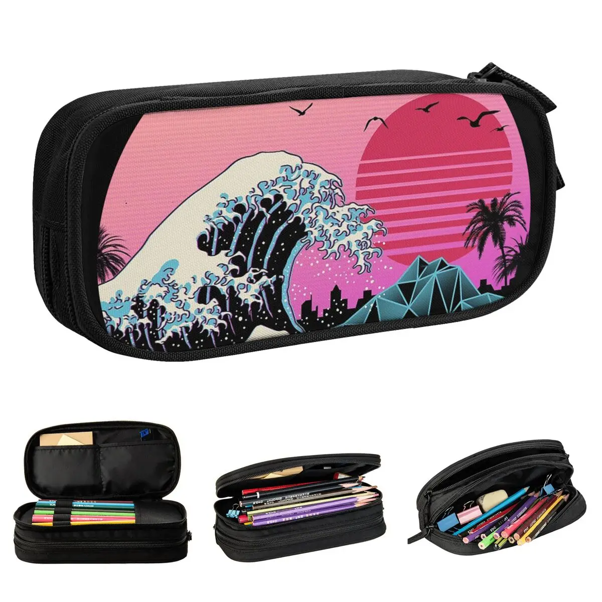 

The Great Retro Wave Pencil Case Pencilcases Pen Box for Student Large Storage Bags Students School Gift Stationery