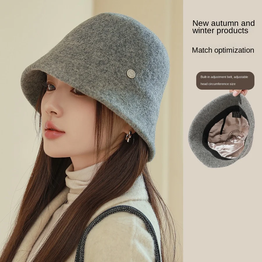 Fisherman Hat Women Winter High Grade Wool Basin Hat Elegant Show