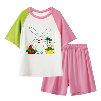 Kids Clothes Set Summer Modal for Boys Girls Sleepwear Clothing Suits 2PCS Pajama Suit Children Home Wear T-shirt Shorts Cartoon 4
