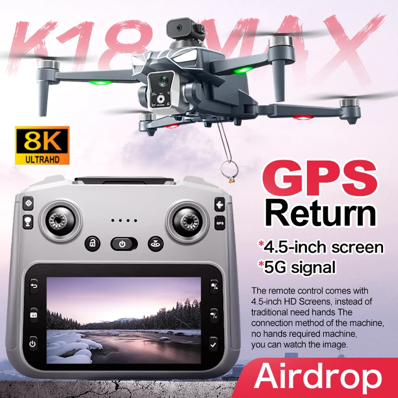 NUOVO drone con fotocamera professionale K18Max 8K 360 ° Motore brushless GPS 5G per evitare ostacoli laser con drone telecomandato