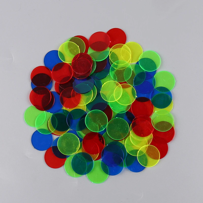 

100Pcs Montessori Learning Education Math Toys Learning Resources Color Plastic Coin Bingo Chip Children Kids Classroom Supplies