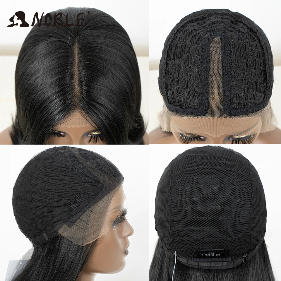 Noble Synthetic Lace Front Wig Hair Straight Baby Hair Bob Wig Synthetic Hair Wig 24" Brown Wig Lace Wig For Women Cosplay Wig