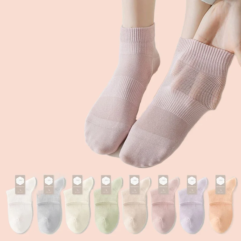 

5/10 Pairs High Quality Crystal Anti-snagging Invisible Mid-tube Flesh-colored Socks Anti-slip Silk Stockings Thin Casual Socks
