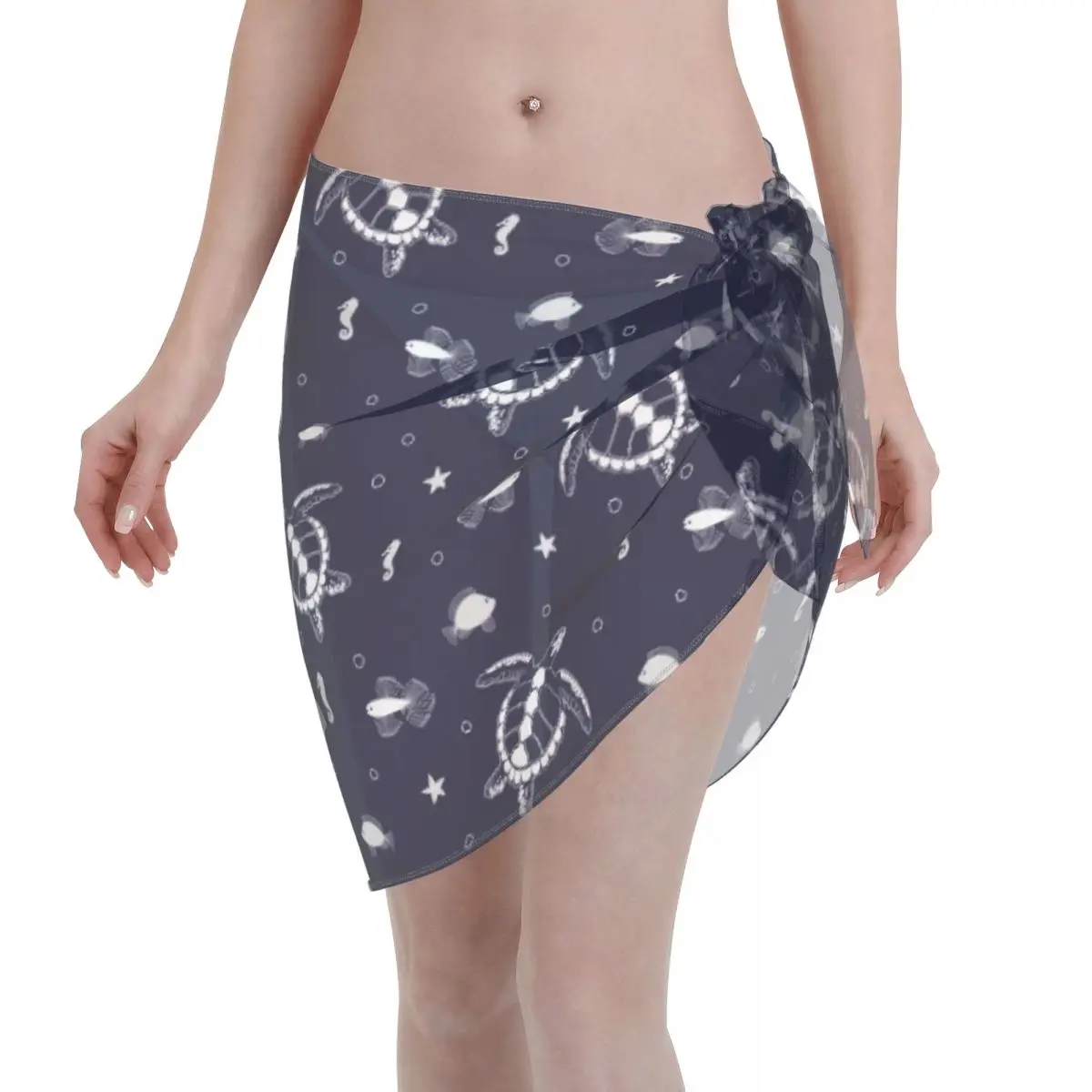 Sexy Women Sea Turtle Animal Perspective Swimwear Pareo Scarf Cover Ups Bikinis Cover-Ups Skirts Skirt Lace-Up