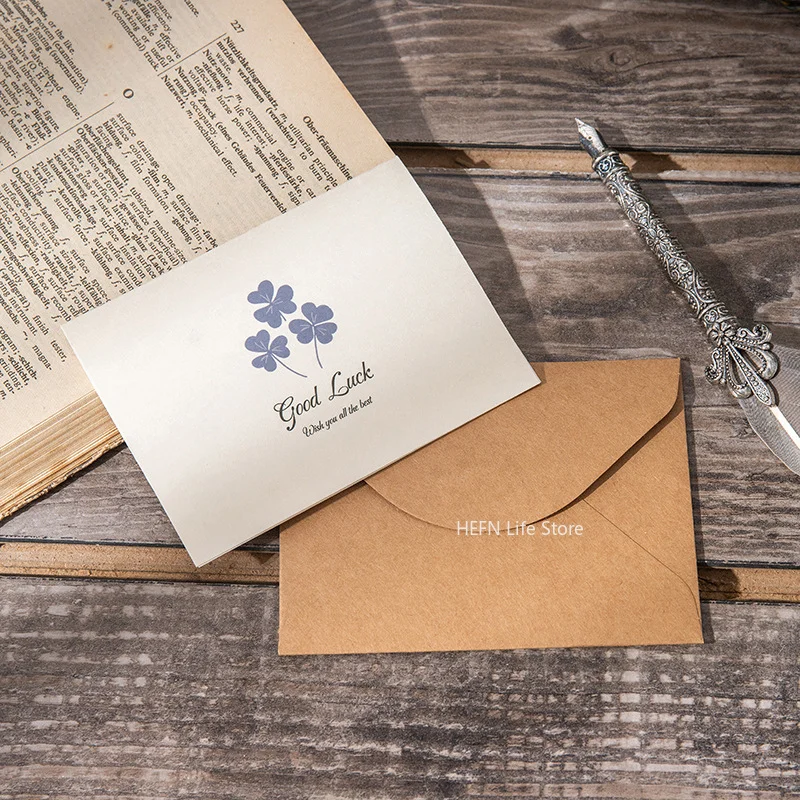 2025 Mother's Day Greeting Card Birthday Gratitude Blessing Card Small Holiday Business Kraft Paper Message Card Envelope