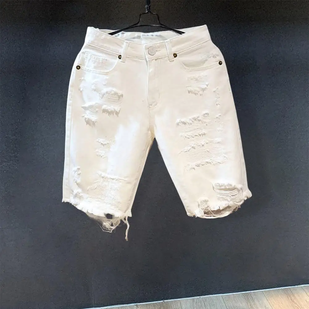 Multi Pockets Denim Match Top Button Zipper Closure Men Summer Short Jeans Men Summer Shorts Garment
