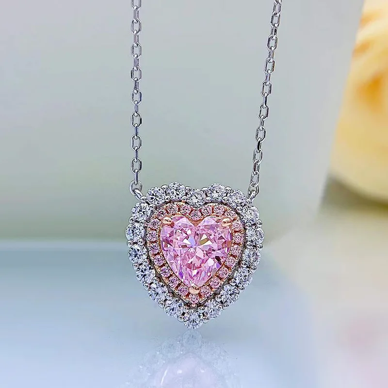 

The new S925 silver inlaid high carbon diamond 7*7 crushed ice cut necklace pendant women's necklace