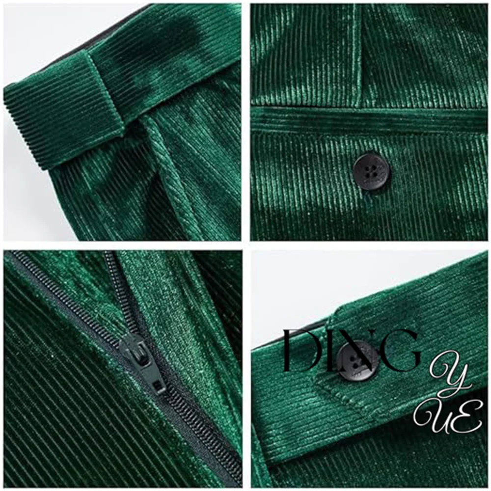 Men's 2-piece Set Retro Corduroy Single-breasted Slim-fit Business Suit Jacket Wedding Groomsman Blazer Suit (jacket + pant)