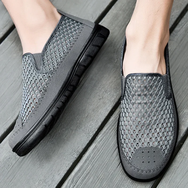 Mesh Men's Casual Shoes Breathable Mesh Loafers Soft Bottom Middle and Old Mesh Men Sneakers Shoesbnm6 4
