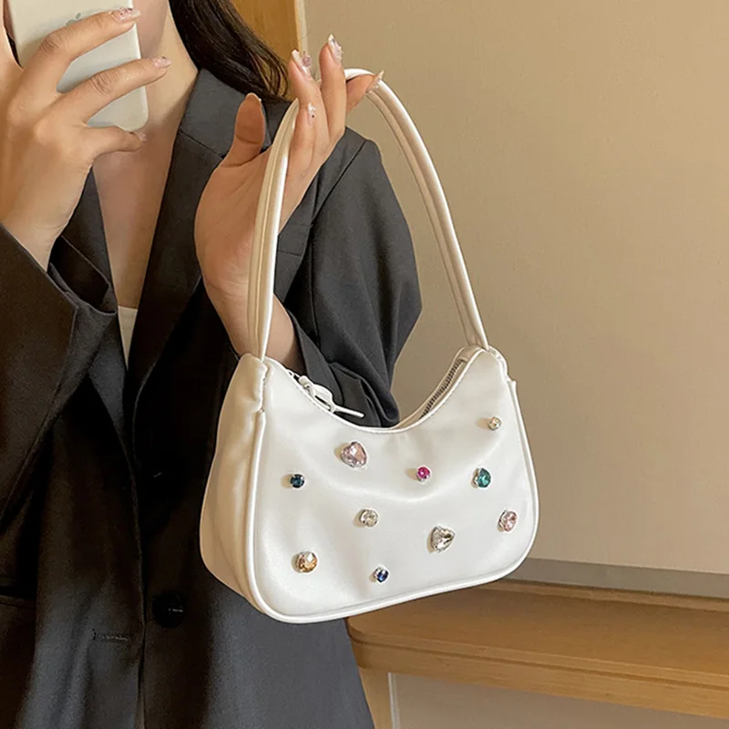 

Fashion Women Colored Diamond Axillary Bags Crossbody Bag Ladies Party Shoulder Bags Luxury Design Female Underarm Bag Handbags