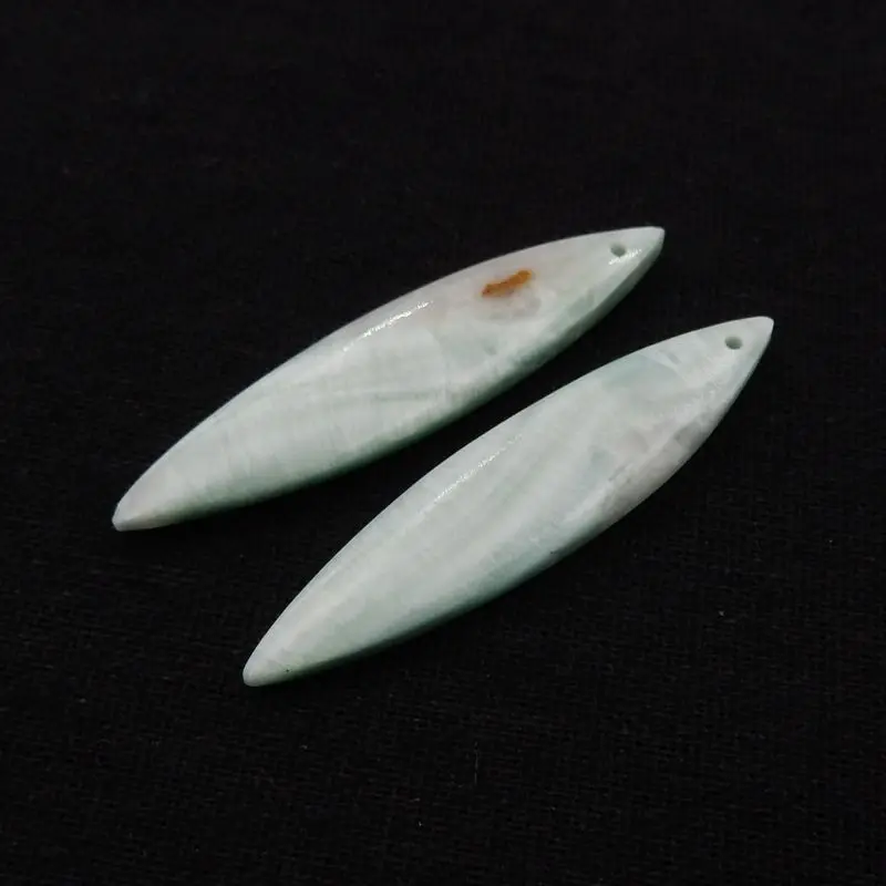 Semiprecious Fashion Jewelry Natural Stone Hemimorphite Handmade Earrings Accessories For Woman 49x11x5mm 8g