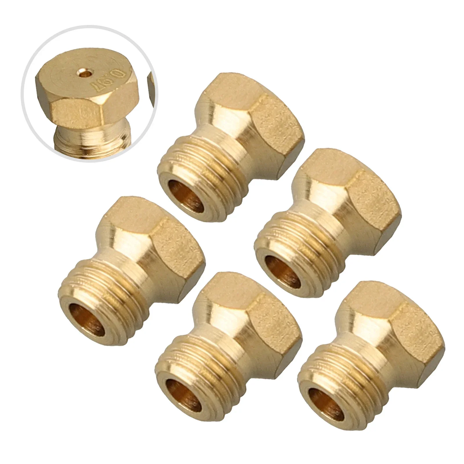 Gas Nozzles Burner Jets Nozzles Set 5PCS 9mm Height Standard M6 X 0.75 Thread For G20 G25 Gas