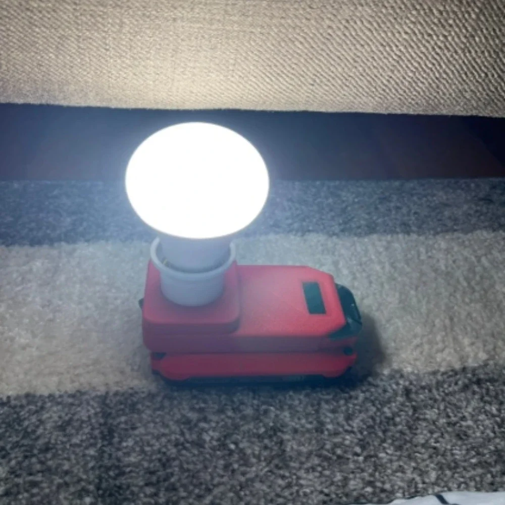 Portable Work Light for Craftsman V20 20V Max Li-ion Battery E27 Base Adapter Wear 5W Ball Bulb for Emergency Light（No Battery）