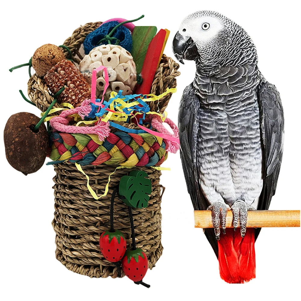 

Съедобная фотоколонка 28 см с красочными жевательными игрушками для мелких, средних, больших попугаев, попугаев, таракатиков, афро-серых попугаев