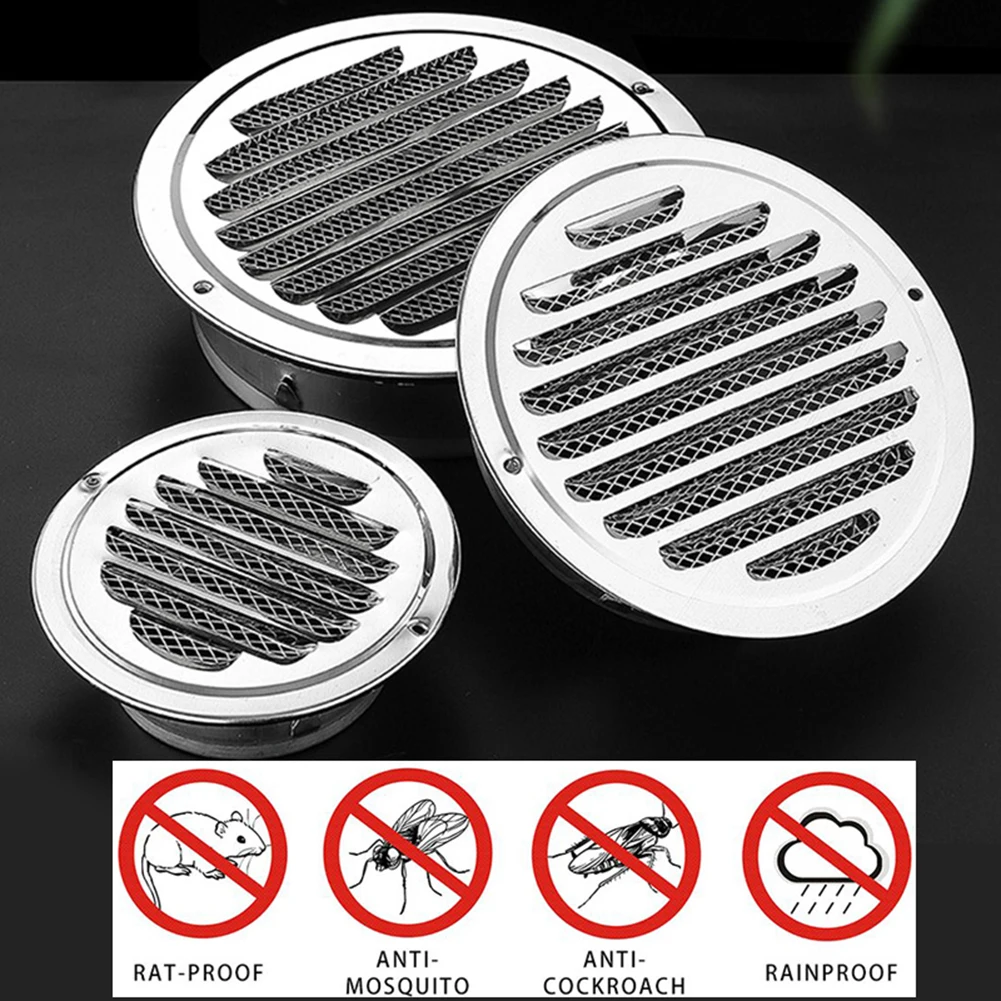 70-300mm Round Stainless Steel Exterior Wall Air Vent Grille Duct Home Office Air Vent Accessories Insect Protection air vent grille ventilation grille air vent cover